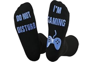 HIMOZOO Gamer Sock, Do Not Disturb Socks, Funny Socks Gift for Gamer, Gaming Socks for Sons Teen Boys Husbands Dad Boyfriend Mens Women,SIZE 9-12