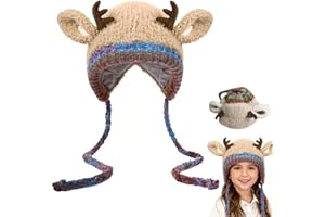 CHENRI Festive Christmas Antler Hat & Bag 2-in-1, Verwandelbare Weihnachtsmütze & Tasche, Verstellbare Weihnachts-Plüschmützen, Ohrenschützmütze, Warme Strickmütze Geschenk für Damen Mädchen