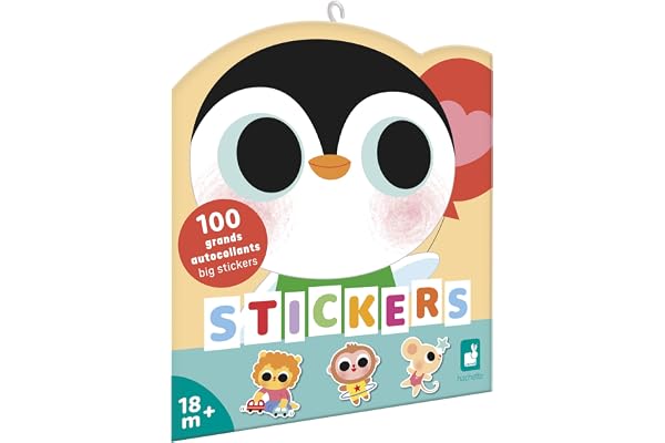 Janod - 100 Grandes Gommettes - Idéal dès 18 Mois - Pochette Stickers Autocollants - Thème Bébés Animaux - Loisir Créatif Enfant - Apprentissage Motricité Fine et Concentration - J09193