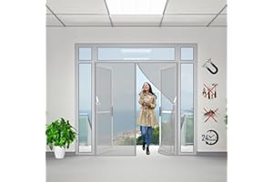 TTMLED Fly Insect Screen Curtain, 160x200cm Adjustable Magnetic Flyscreen Net with Magnetic Block Closure, Easy Installation for All Doors, Bug-Free Net for Flies/Mosquito(Gray)