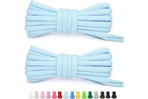 Stepace 1/4" Oval Athletic Shoelaces [2 Pairs] 39"-63" in 15 Colors Half Round Shoe Laces for Sneakers