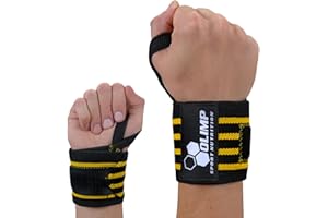 OLIMP SPORT NUTRITION Olimp Stabilizatory nadgarstków - Wsparcie nadgarstka dla kobiet i mężczyzn - Sport Fitness Crossfit - Profi Wrist Wraps Yellow