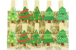 ‎OBLIQUE UNIQUE Oblique-Unique® Kleine Mini Holz Wäscheklammern Holzklammern Deko Klammern mit Motiv (Weihnachtsbäume)