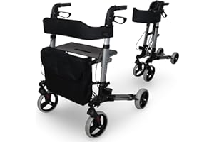 HEALTH MEDICAL FAB Deambulatore Pieghevole Ultra Compatto e Leggero in Alluminio con Porta Bastone, Street