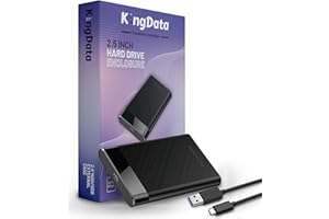 KingData SSD HDD Hard Drive Enclosure 2.5" inch SATA III USB 3.1 6Gbps Caddy Case External Reader Laptop Fast Data Trasfer UASP Cable Included Tool-Free LED Indicator Black