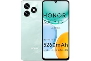 HONOR X5c Plus Smartphone Dual SIM NFC, 5260mAh Batterie, 4+128GB, 6.74 Pouces 90 Hzécran Confort Téléphone, Caméra 50 mégapixels, Android 15, MicroSD 1 to Extensible, Ocean Cyan