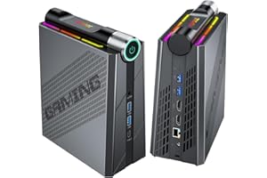 NiPoGi AM08 Pro Vertical RGB Mini Ordinateur à 3 Mode ΑΜD Ryzen 7 7735HS(jusqu'à 4,75GHz) 32Go Dual Bandes DDR5 512Go M.2 NVme/SATA SSD,4K Triple Display/WiFi 6/HDMI+Type-C pr Jeux Bureau