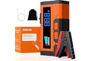 JDMCAR Starthilfe Powerbank für Pkw - 6000A 12V Auto Starthilfe Powerbank, Jumper Starter Powerbank mit LCD Bildschirm&LED Taschenlampe, Autobatterie Booster,für bis zu 9L Benzin & 8.5L Diesel-Upgrade