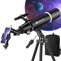 80mm Aperture Astronomy Telescope For Beginners - 800mm Portable Telescope With Tripod & Accessories