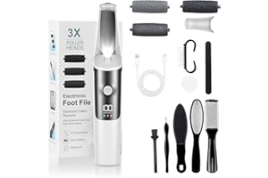 PKBD Electric Foot File,Hard Skin Remover for Dead or Dry Skin,Rechargeable Electric Foot Remover Pedicure Kits,3 Speeds-Waterproof Ultra-Long Battery Life, Easy to Carry Foot Care Gift White