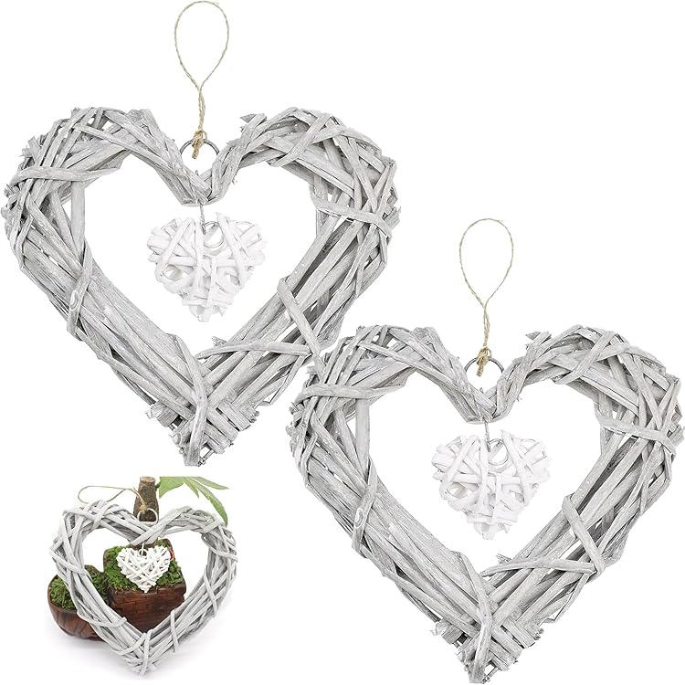 Cœurs En Bois Décoratifs à Suspendre - Lot De 2 - Forme Oiseau Et Cœur - Décoration Murale/Fenêtre - Pour Salon, Chambre, Mariage