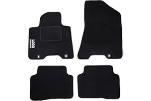 Auto Accessori Lupex - Tapis de Voiture compatibles avec Tucson Jusqu'en 2019, Tissu de Moquette Noir, Jeu de Tapis Avant et arrière, Logo brodé, 3 Clips de Fixation