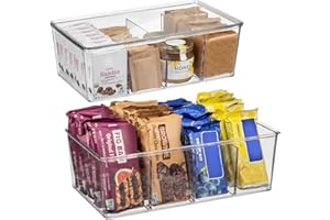 ClearSpace Plastic Pantry Organization and Storage Bins with Dividers & Lids – Perfect Kitchen Organization or Kitchen Storage – Fridge Organizer, Refrigerator Bins, Cabinet Organizers, 2 Pack