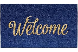 BANZAII TEXTILE INNOVATOR ONLINE Banzaii Felpudo de Coco Entrada Casa 40x70 cm con Base Antideslizante – Welcome Azul