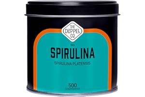 THE DOPPEL CO 500 Comprimidos de Bio Spirulina - Dosis Máxima 3000mg Alga Bio Spirulina - 100% Natural Saciante, DETOX - Proteína Vegana Orgánica - Antioxidante - Aumenta la Energía - Sin Plástico
