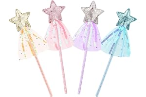 DRESHOW Glitzer Stern Zauberstäbe Feenstäbe für Kinder Feenzauber Verkleidung Stern Stab Fairy Stick für Geburtstag Hochzeit Party Zubehör