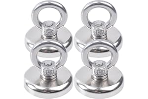 OCEUMAOA Aimant Puissant 45 kg Aimant de Peche Neodyme Super Puissant Gros Aimant Avec Anneaux Facile à démonter 32mm 4 pièces