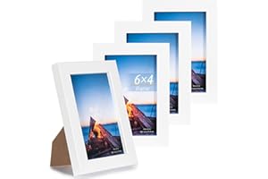 SCHOLAR TREE White Wooden 6x4 Inch Picture Photo Frame, Set of 4，Freestanding and Wall Mountable