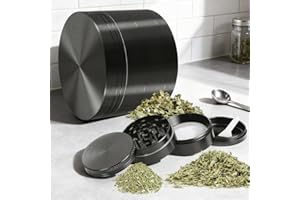 Grinder Edelstahl Klein Crusher Ø 4.9cm mit Pollen Scraper, 4 Teile Kräutermühle, Manueller Metall Gewürz Crusher, Kräuter Kompakt Langlebig Gewürzmühle (Nickel-Schwarz) Generisch dY8x1