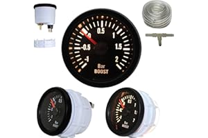 JOM Car Parts & Car Hifi GmbH 21110V Zusatzinstrument Youngtimer, Ladedruckmesser, Boost, schwarz Ø52mm