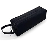 Waytex 931170 Large Capacity Pencil Case with 2 Compartments for School Office Storage Cosmetics 27 x 7 x 10 cm Black One Siz