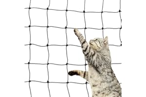 QWORK® Rete per Gatti Rinforzata con Filo Metallico, Incluso Set di Fissaggio, 2x3m, Nera per balconi, Porte e finestre Esterne