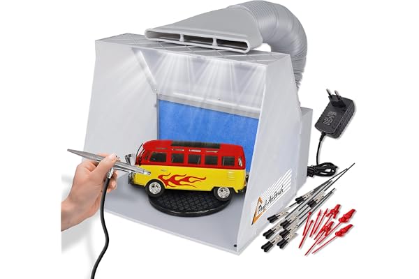 Cabine de Peinture Aérographe Extracteur Réglable jusqu'à 5,1 m³/min Éclairage Intégré Indépendant Led COB avec Plateau Tournant Accessoires Silencieuse Pliable pour Modélisme Hobby 2