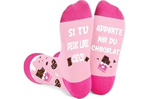 BHGWR Idee Cadeau Femme Anniversaire Noel Original Utile, Chaussettes Rigolotes Femme 39 42 Fantaisie Coton, Chaussettes Humour SI TU PEUX LIRE CECI APPORTE MOI DU CHOCOLAT Cadeau Saint Valentin pour Elle