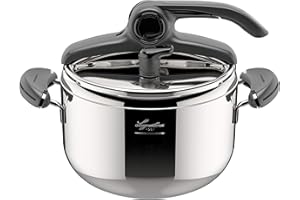 Lagostina Mia Pentola a Pressione 5 L in Acciaio Inox 18/10 Ø 22 cm, Pentola Induzione e Gas, Coperchio con Apertura Facilitata, Fondo a tre Strati, Lavabile in Lavastoviglie