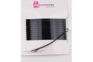 Mytoptrendz® 12 Pcs Plain Long Jumbo Wide Strong Bobby Pins Flat Curve Shape Hair Grip for Women Girls Thick Hair and Puff Styling Accessories (Black Glossy -80mm)