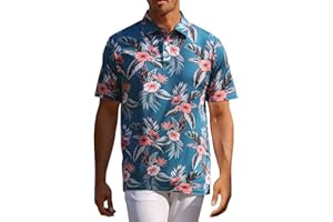 ELETOP Mens Polo Shirts Short Sleeve, Printed Golf Polo Shirts for Men with High Elasticity and Breathability, Mens Polo T Shirts S-3X