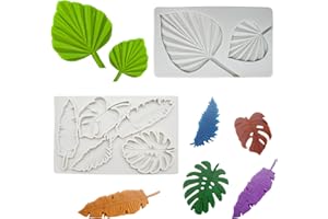 CATELL Silicone Mould Leaves Pack of 2 Silicone Mould Fondant Silicone Mould 3D Fondant Leaves Silicone Mould for DIY Crafts Chocolate Sugar Flipping Jelly Soap Cake Decoration