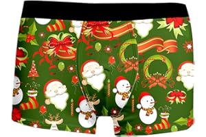 RUIRUILICO Weihnachten Boxershorts Herren Lustig Druck Weihnachts Unterhosen Bequemer Sitz MäNner UnterwäSche Winter Christmas Motiv Unterhose Weihnachtsmann KostüM
