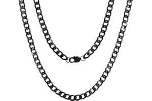 HSWYFCJY Men's Silver/Gold/Black Armoured Chain Necklace 6/9 MM Men Cuban Stainless Steel Chain,18/20/22/24 inches Cuban Chain Necklace for Men Women Fashion Jewellery Birthday Gifts