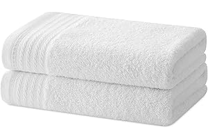Degrees Home – Set mit 2 Handtüchern – Badetücher – 100 % Baumwolle – 480 g/m2 – 100 x 50 cm - WEISS