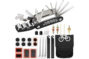 FUNNYTEK Set di riparazione per bicicletta, 16 in 1, multifunzione, per bicicletta, in viaggio, per bicicletta, accessori per bicicletta, mountain bike, regalo per ciclisti