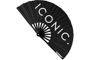 ClapFan Rave Fan, Großer Bambus Laut Clack Faltbarer Handfächer für EDM, Musikfestival, Club, Event, Party, Tanz, Performance, Ikonisch, für Männer/Frauen, 33 cm (Schwarz)