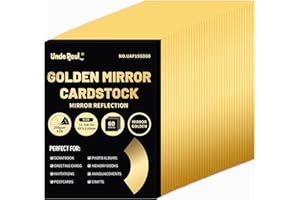 UNCLE PAUL Cartulina con efecto espejo dorado A4, 60 hojas, 250 g/m²/92 lb, papel reflectante metálico para manualidades, cartulina laminada para proyectos de bricolaje UAP19GD60