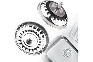 AONAT 2 Pack Kitchen Sink Plug Strainer Stainless Steel Strainers Sink Plugs Replacement for Food/Hair Catcher, Durable & Thicken, Universal, Hole Diameter 80mm