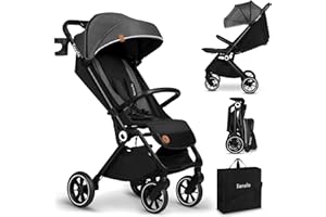 LIONELO Cloe Passeggino leggero e pieghevole per bambini da 0 fino a 22 kg, Schienale regolabile, Posizione nanna, Impermeabile, Cinture a 5 punti, Ruote XXL, Zanzariera, Portabicchieri (Grigio)
