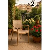 MOBETTO 2 Adet Rattan L&uuml;x Cappucino Sandalye/Balkon-Bah&ccedil;e-Teras
