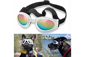 QUMY Dog Sunglasses, Wind Dust Fog Protection Eye Wear for Medium Large Breed Dogs, UV Protection, Shatterproof Lens, Anti-fog, Over 15lbs, Yellow