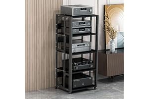 VALDOZA Soporte HiFi Para Sala De Estar Estudio De Grabación, Mueble HiFi Rodante Gabinete De Componentes De Audio Estante Esquinero, 2 3 4 5 Capas Mueble HiFi Para Aula Cine En Casa, Para Salón Dormitorio(Bl