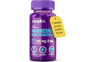 SUPLINT Magnésium Bisglycinate avec Vitamine B6 | Supplément Diététique pour le Métabolisme, le Cœur, le Système Immunitaire et le Nerveux | Complexe Quotidien pour Femmes & Hommes | Végétalien | 60 Capsules
