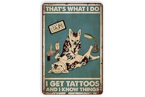 LSJUEE Vintage drôle métal étain signe chiens obtenir des tatouages affiche Style mur homme cave Garage ferme animalerie Art Pub Bar rétro décor