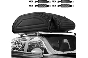 COSTWAY 14 Cubic Feet/400L Car Roof Bag, Waterproof Foldable Roofing Cargo Carrier with 4 Reinforced Straps, Anti-Slip Bottom & Storage Bag, Soft-Shell Rooftop Luggage Storage Box for All Cars