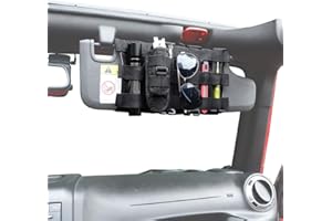 Savadicar Organizador táctico de Visera Frontal para Jeep Wrangler JK JL y Gladiator JT 2007-2023, Accesorios de Almacenamiento Interior, Negro, 1 Unidad