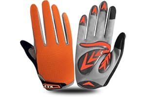 FINGER TEN Gants Velo Enfant Cyclisme Junior Running VTT Moto Plein Doigt Poignée Paire, Gant Bicyclette Escalade Randonnée Skateboard Gel Résistant à l'abrasion Antideparant Mitaines Outdoor