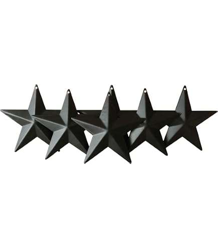 CVHOMEDECO. Paese Rustico Antico Vintage Regali arrugginito/Nero Metal Barn Star by Parete/Porta Decor, 30,5 cm, 3 pz