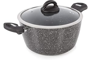 Tower T81272 Cerastone Induction Casserole Dish with Glass Lid, Non Stick Ceramic Coating, Easy to Clean, Graphite, 24 cm
